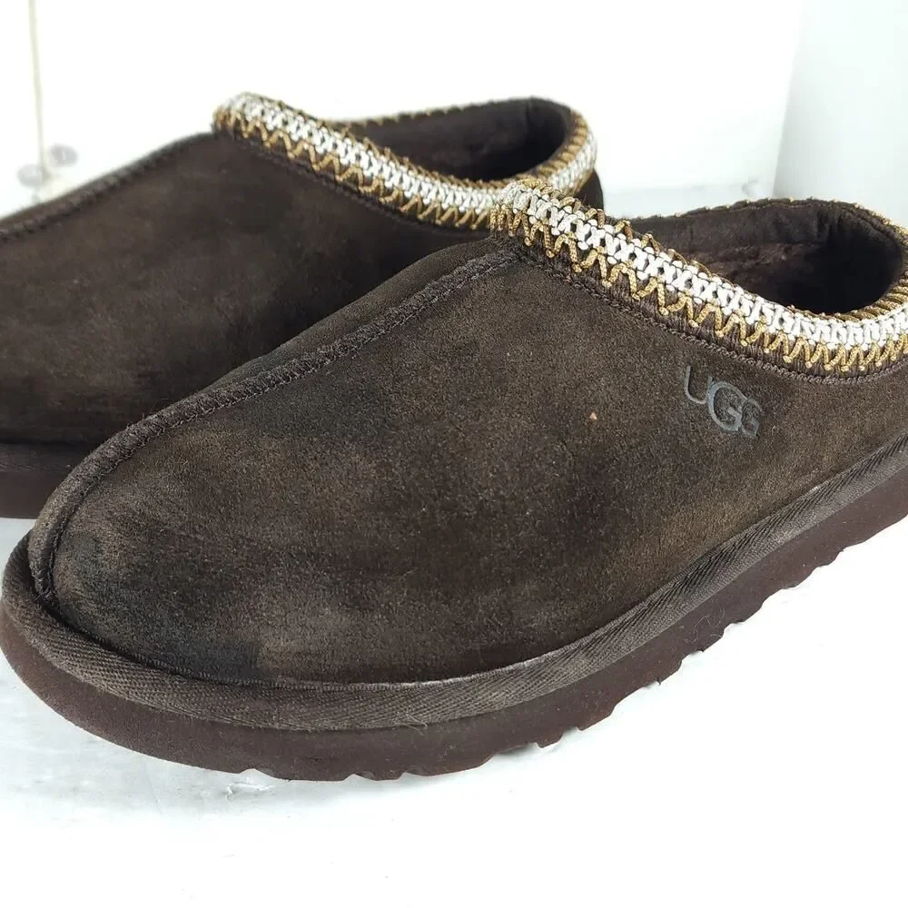 UGG Men's Tasman II US 8 Dusted Cocoa Suede Sheepskin Lined Slippers Shoes